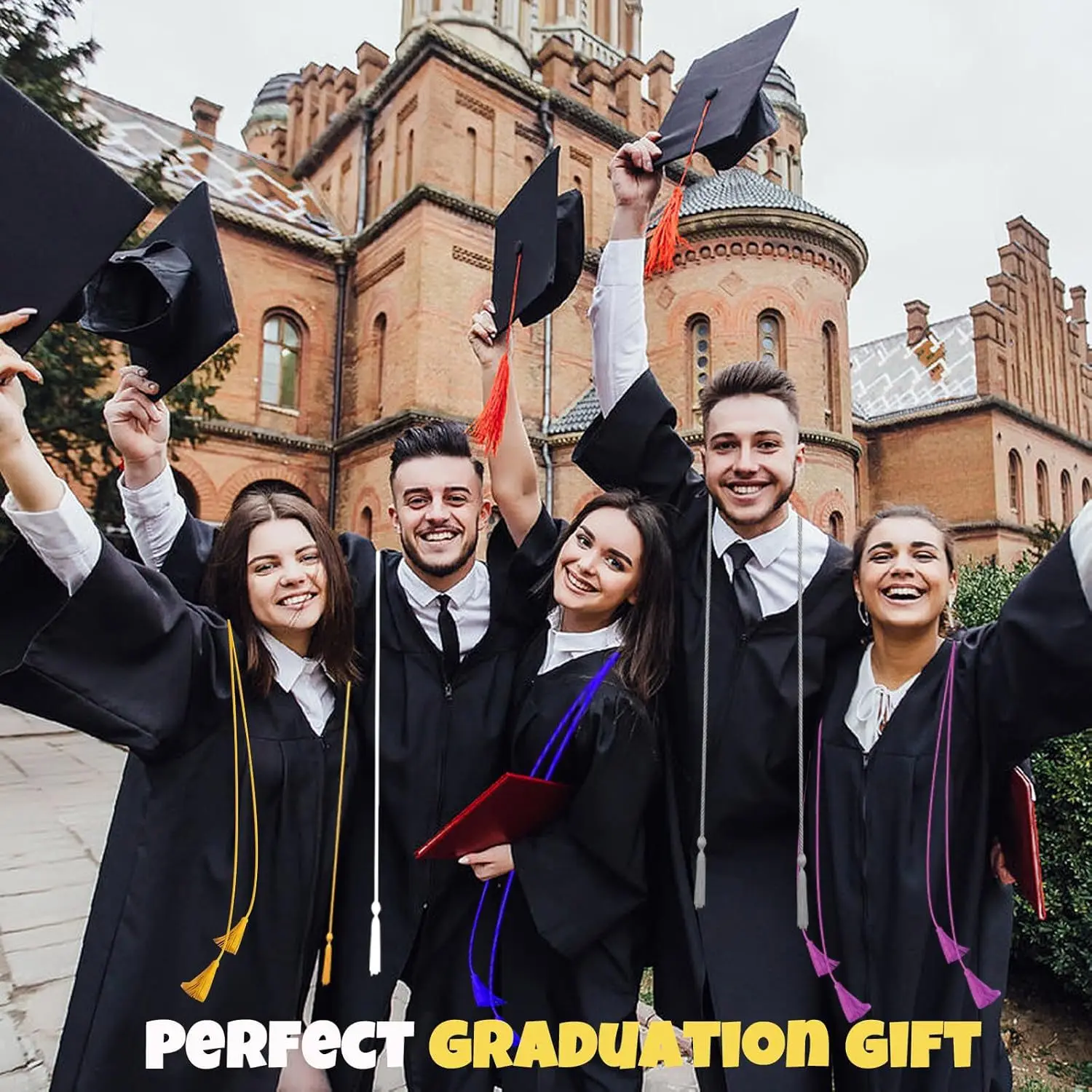 Red Bachelor's Gown Single Piece College Graduation Gown with Cap and Shawl — feature 33