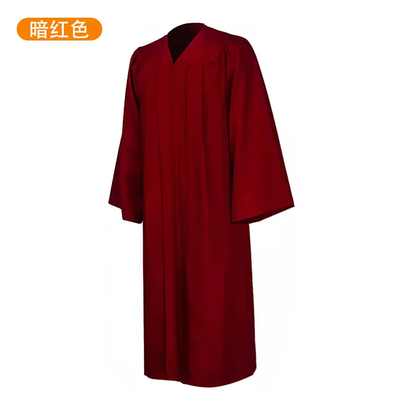 Red Bachelor's Gown Single Piece College Graduation Gown with Cap and Shawl - Image 4