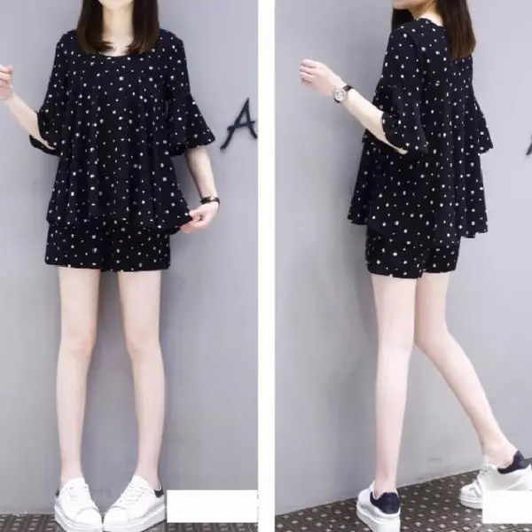 Plus-Size Polka Dot Summer Outfit for Chubby Girls - Image 3