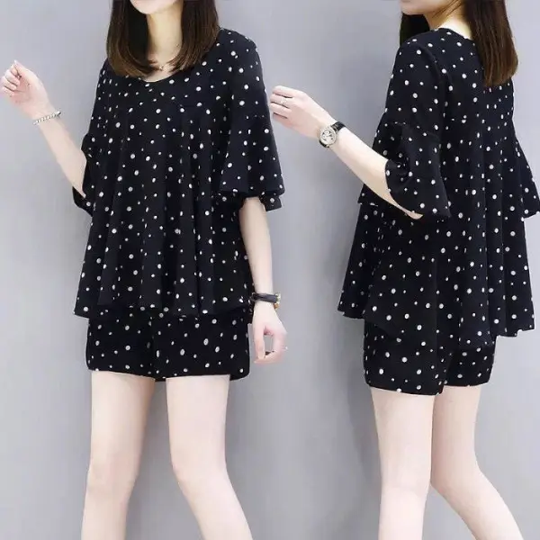 Plus-Size Polka Dot Summer Outfit for Chubby Girls - Image 5