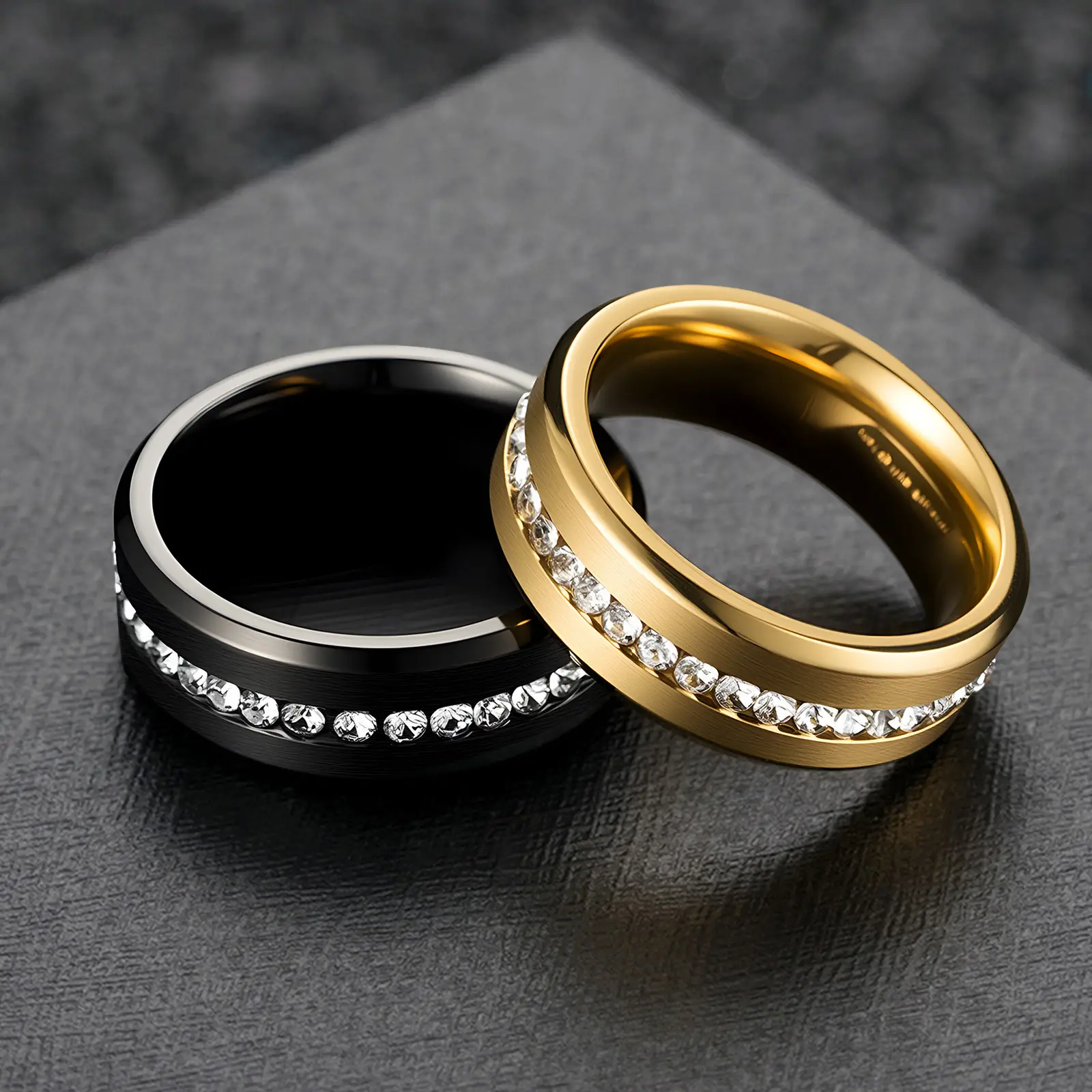 8mm Wide Single Row Full Diamond Zircon Ring - Image 7