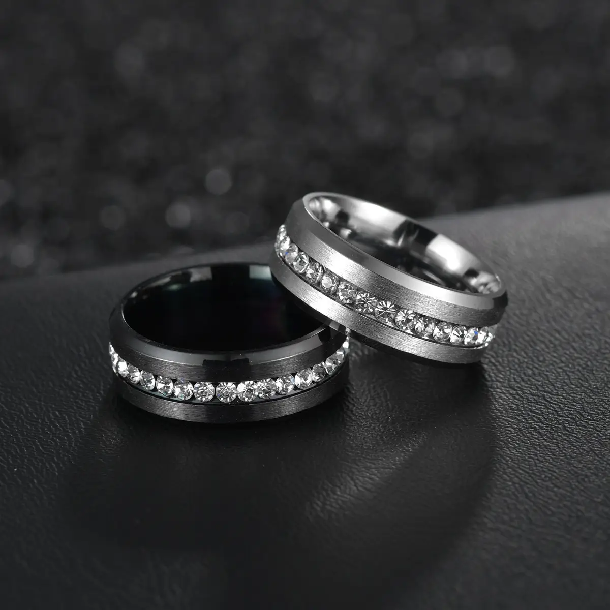 8mm Wide Single Row Full Diamond Zircon Ring — feature 8