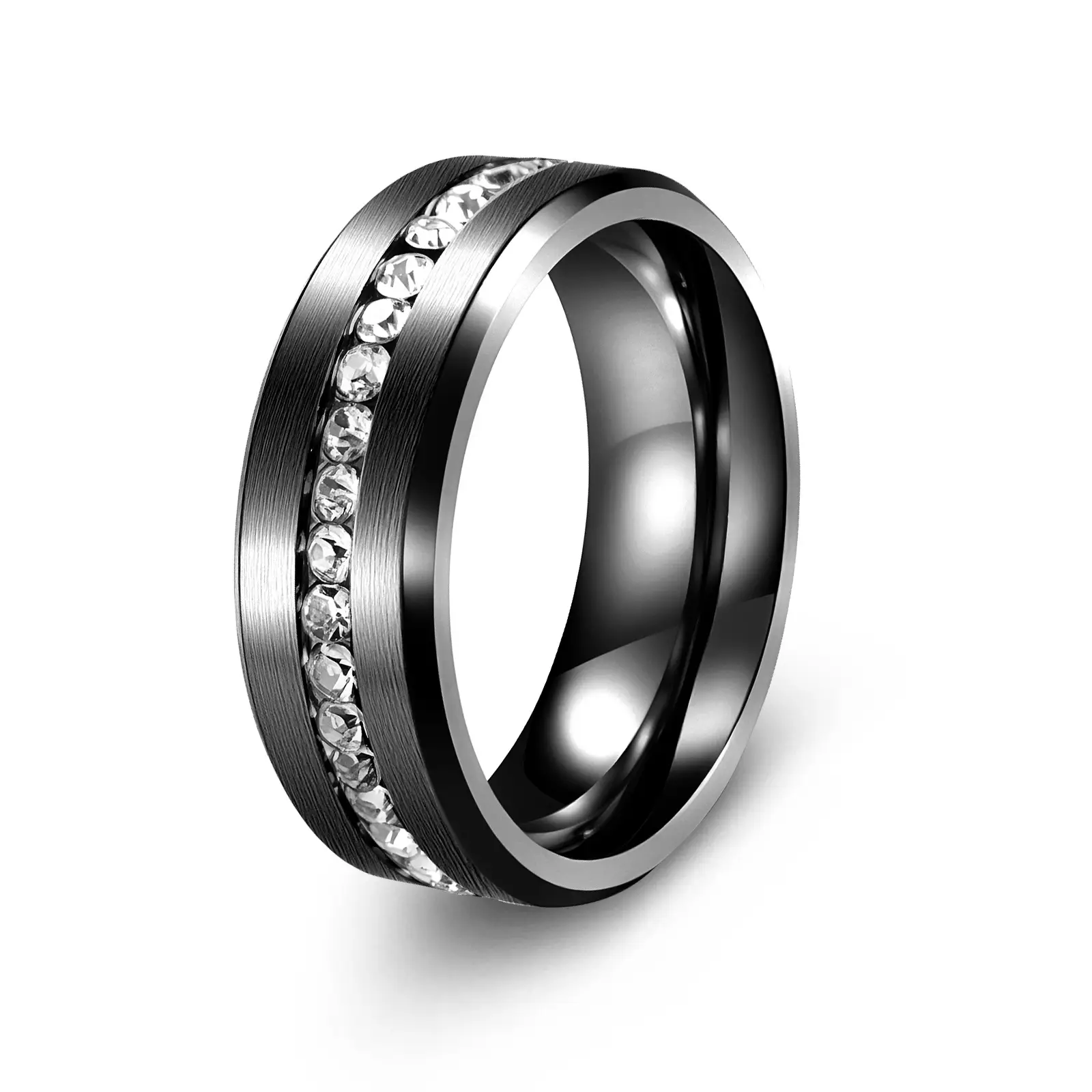 8mm Wide Single Row Full Diamond Zircon Ring - Image 3