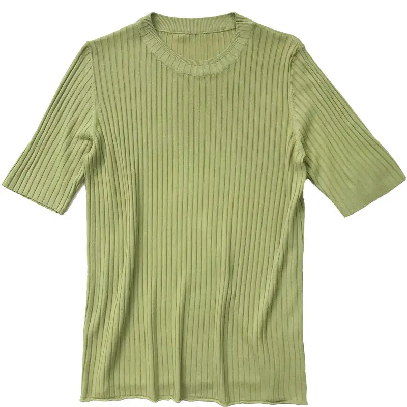 Women Knitted T-Shirt Orange Blue Large Mid Sleeve - Image 12