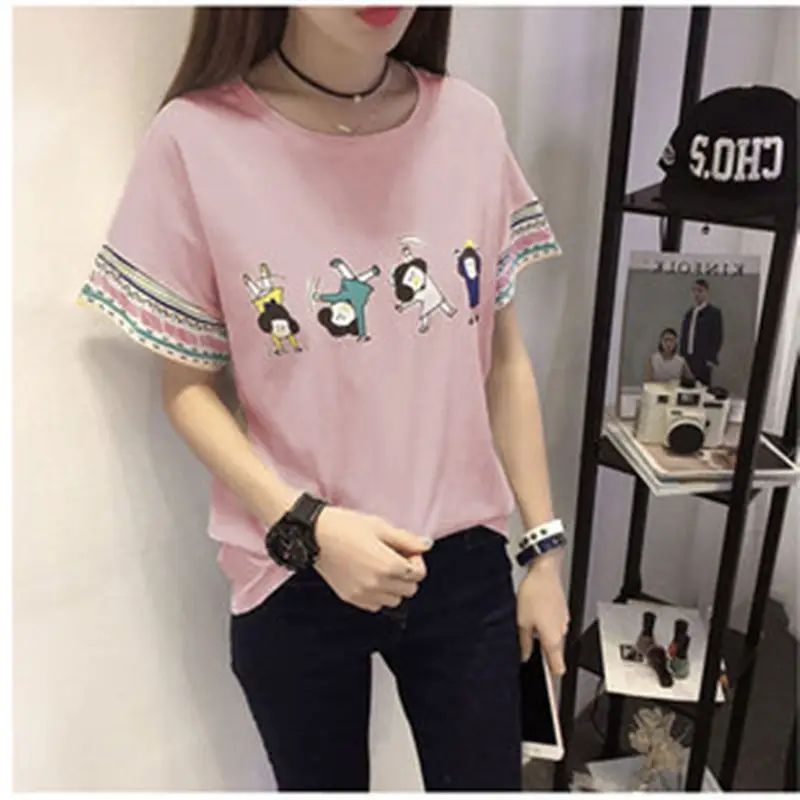 Women Pink Graphic T-Shirt 2025 Summer Loose Fit - Image 5