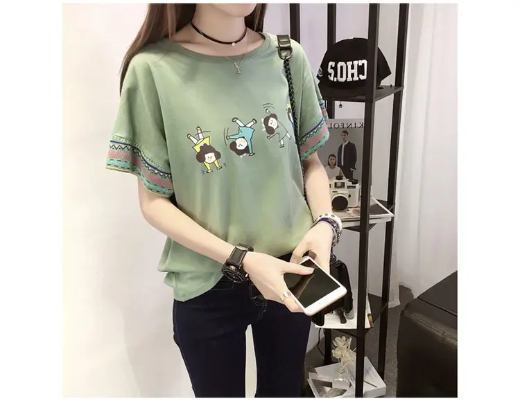 Women Pink Graphic T-Shirt 2025 Summer Loose Fit — feature 3
