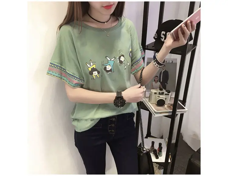 Women Pink Graphic T-Shirt 2025 Summer Loose Fit — feature 5