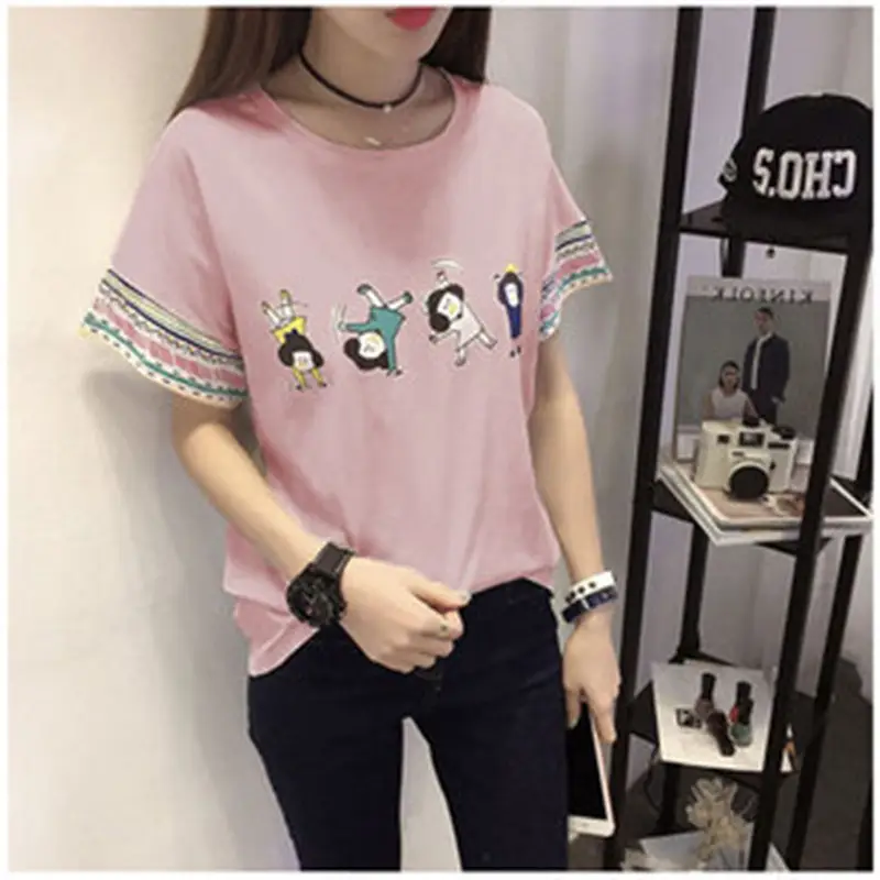 Women Pink Graphic T-Shirt 2025 Summer Loose Fit - Image 3