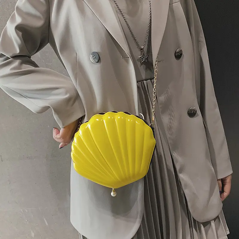 Yellow Shell Shoulder Bag for Women - Image 11