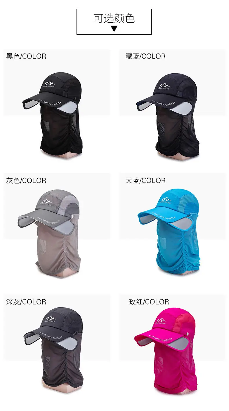 Blue Detachable Neck Sunscreen Cap for Men Women — feature 4