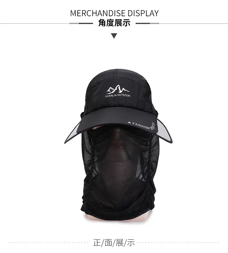 Blue Detachable Neck Sunscreen Cap for Men Women — feature 6
