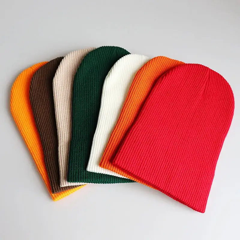 Yellow Knitted Wool Hat for Men Women Winter