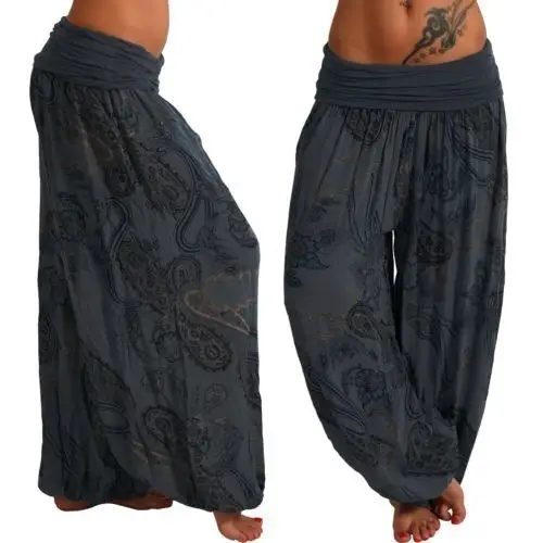 2021 Blue Paisley Print Long Wide Leg Pants - Image 6