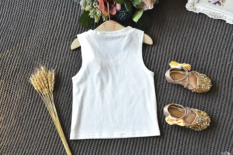 Girls Sleeveless Top with Leaf Print White 2020 Summer β feature 14
