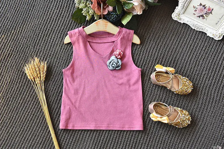 Girls Sleeveless Top with Leaf Print White 2020 Summer β feature 17