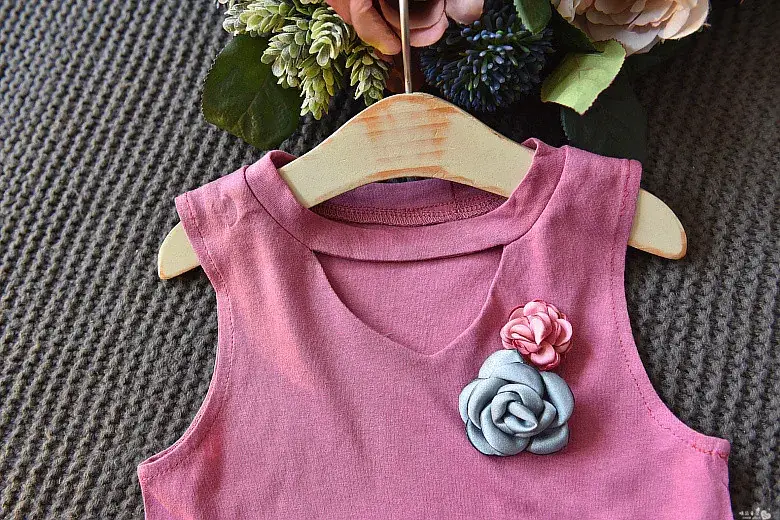 Girls Sleeveless Top with Leaf Print White 2020 Summer β feature 18