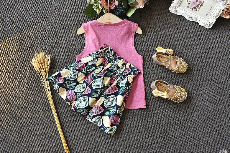 Girls Sleeveless Top with Leaf Print White 2020 Summer β feature 21