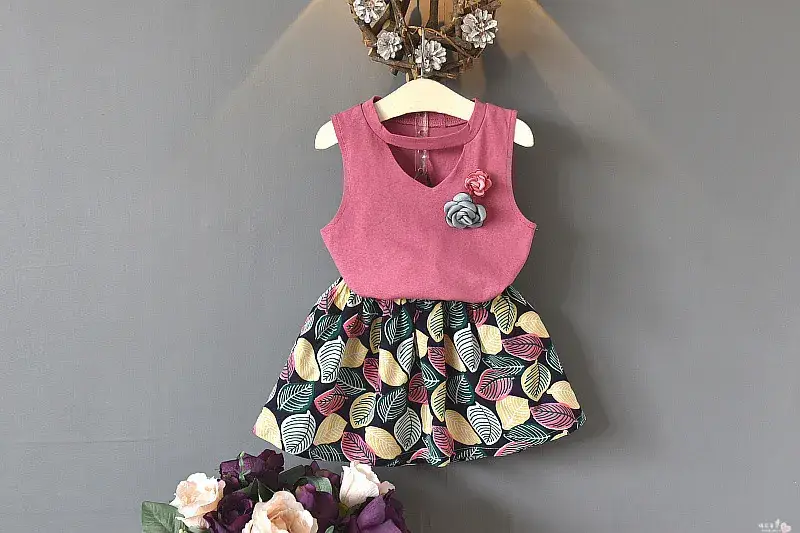 Girls Sleeveless Top with Leaf Print White 2020 Summer β feature 4