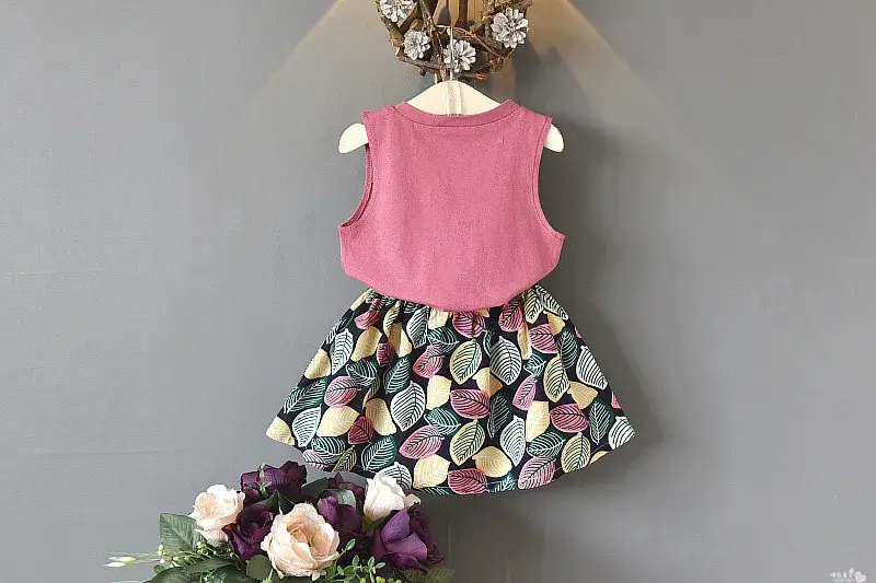 Girls Sleeveless Top with Leaf Print White 2020 Summer β feature 5