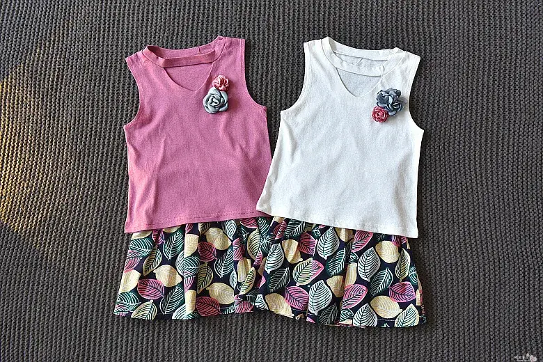 Girls Sleeveless Top with Leaf Print White 2020 Summer β feature 6