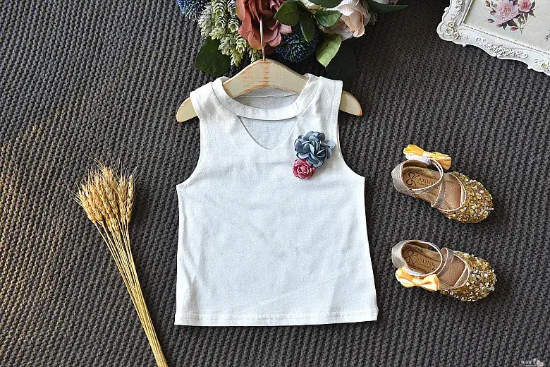 Girls Sleeveless Top with Leaf Print White 2020 Summer β feature 8