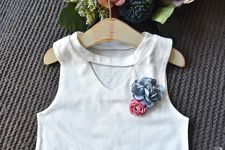 Girls Sleeveless Top with Leaf Print White 2020 Summer β feature 9