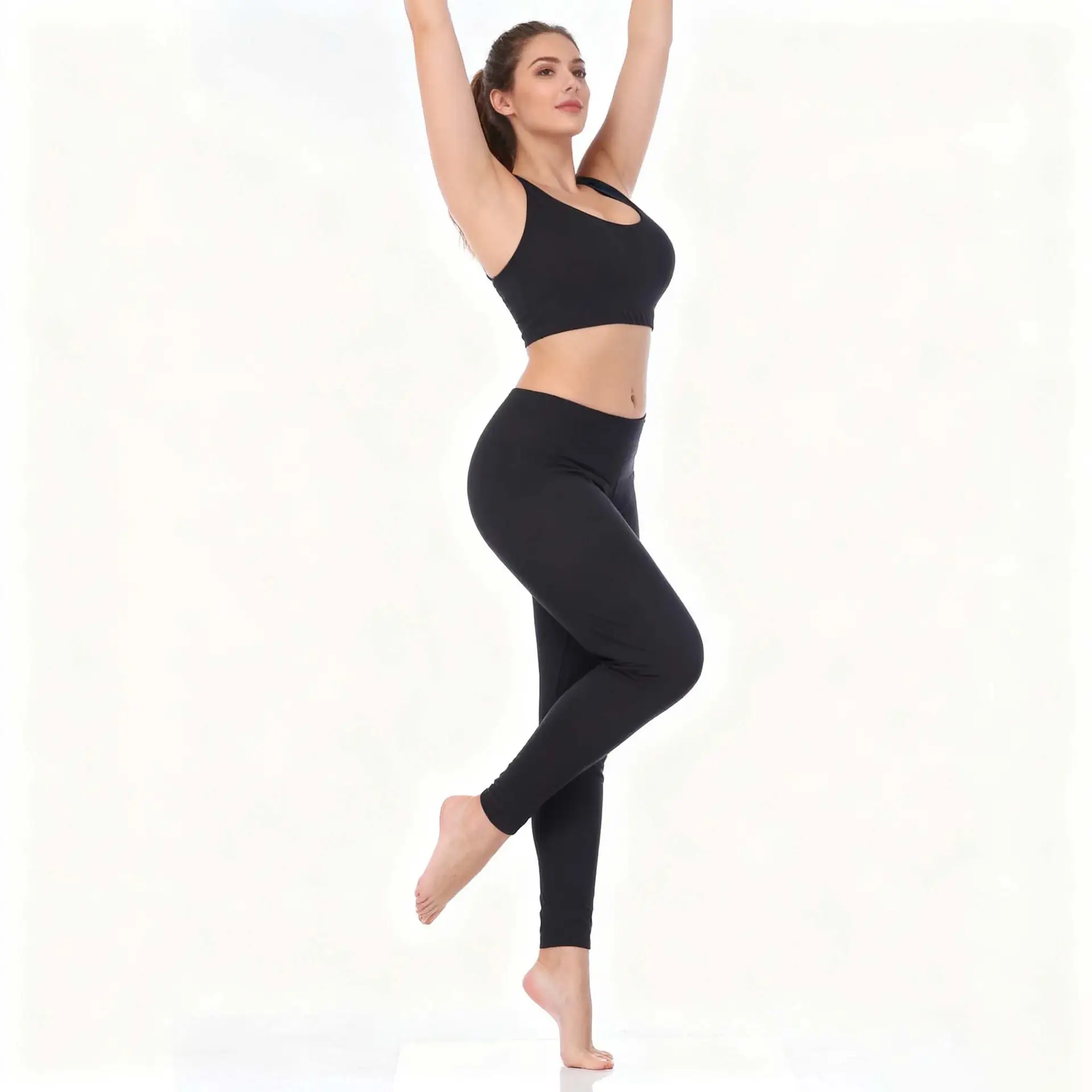 Plus Size Women's Slim Fit Milk Silk Leggings Navy - Image 15