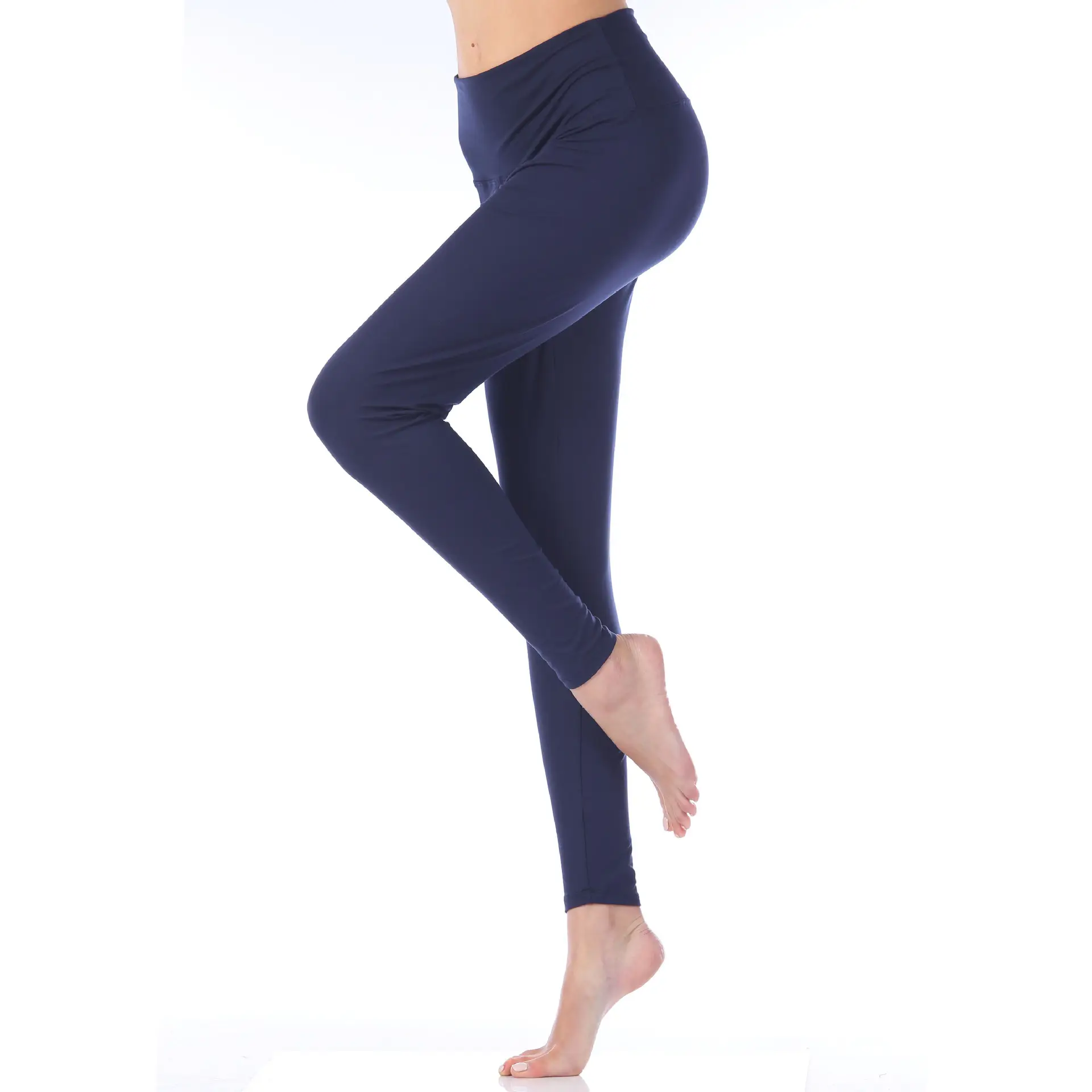 Plus Size Women's Slim Fit Milk Silk Leggings Navy - Image 4