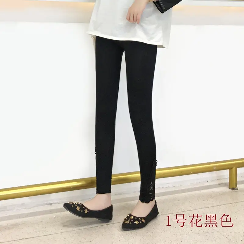 Women Black Lace Leggings Large Size 2022 - Image 3