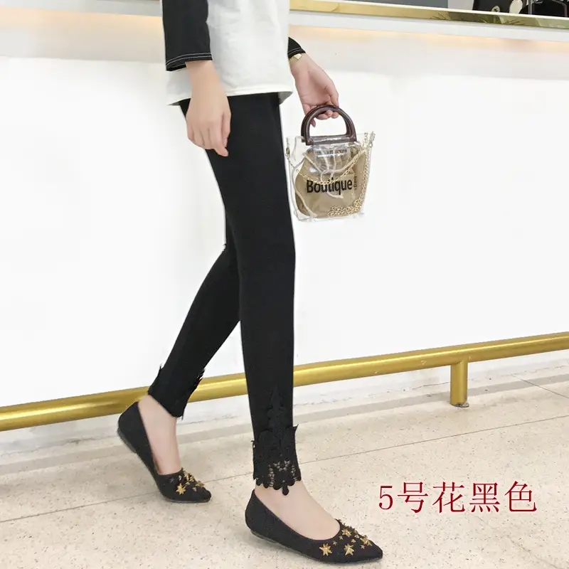 Women Black Lace Leggings Large Size 2022 - Image 9