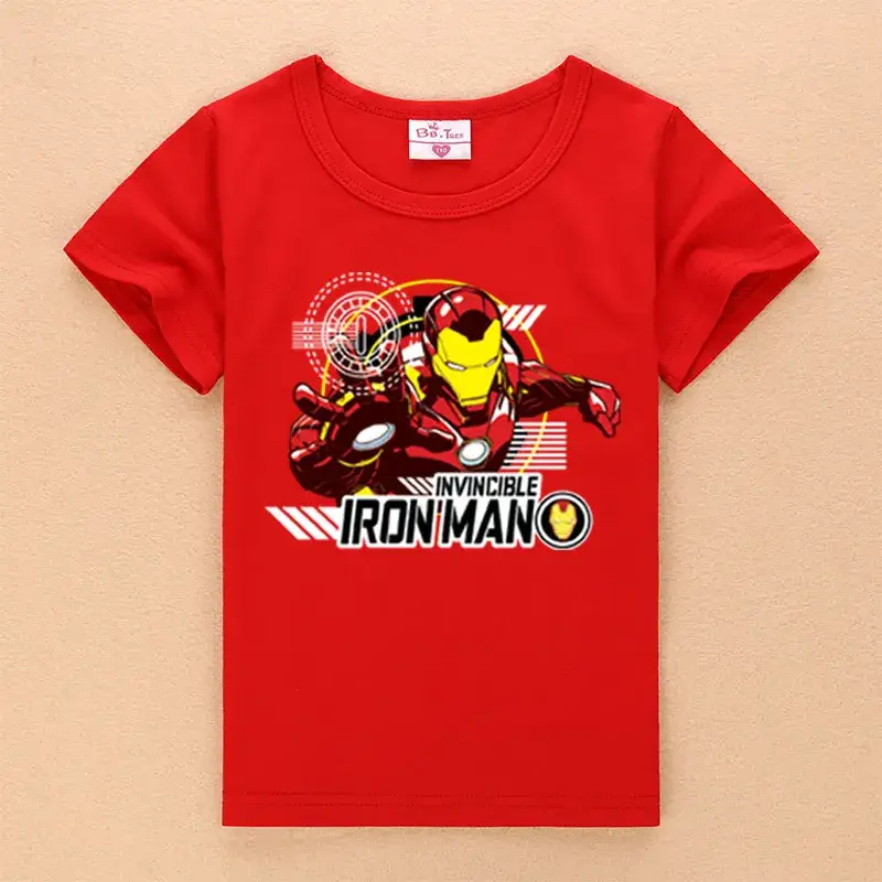 Iron Man Kids Red T-Shirt Short Sleeve Summer - Image 3