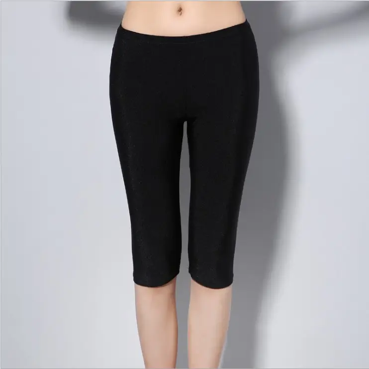 Glossy Nylon Cropped Leggings Women Spring Autumn Super Plus Size — feature 20