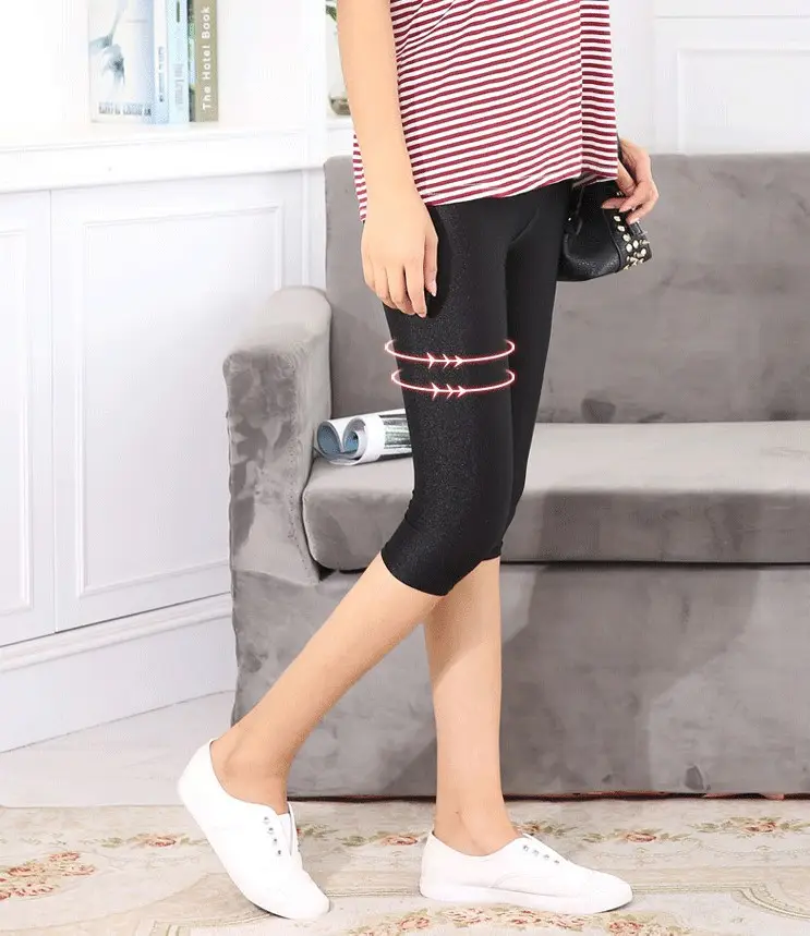 Glossy Nylon Cropped Leggings Women Spring Autumn Super Plus Size — feature 21