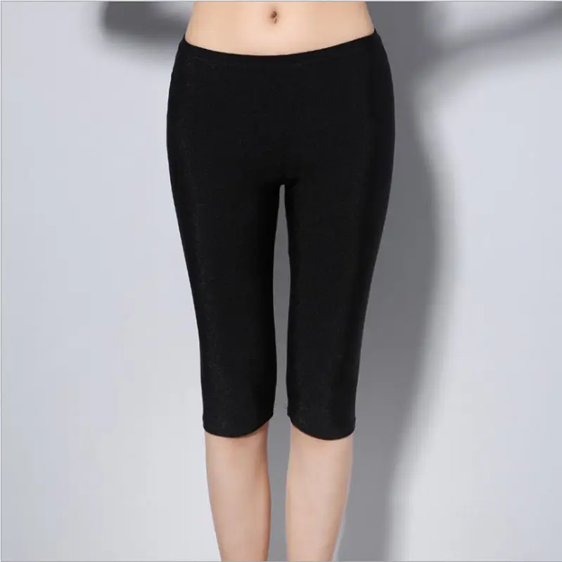 Glossy Nylon Cropped Leggings Women Spring Autumn Super Plus Size - Image 2