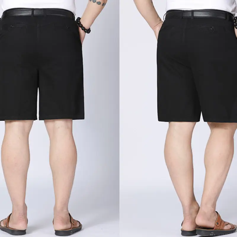 Middle-Aged Men Cotton Shorts Black Loose Straight - Image 9