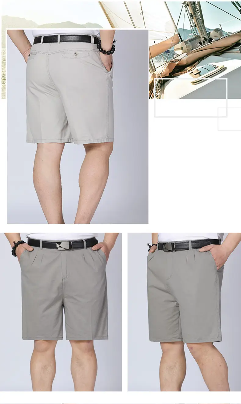 Middle-Aged Men Cotton Shorts Black Loose Straight — feature 12