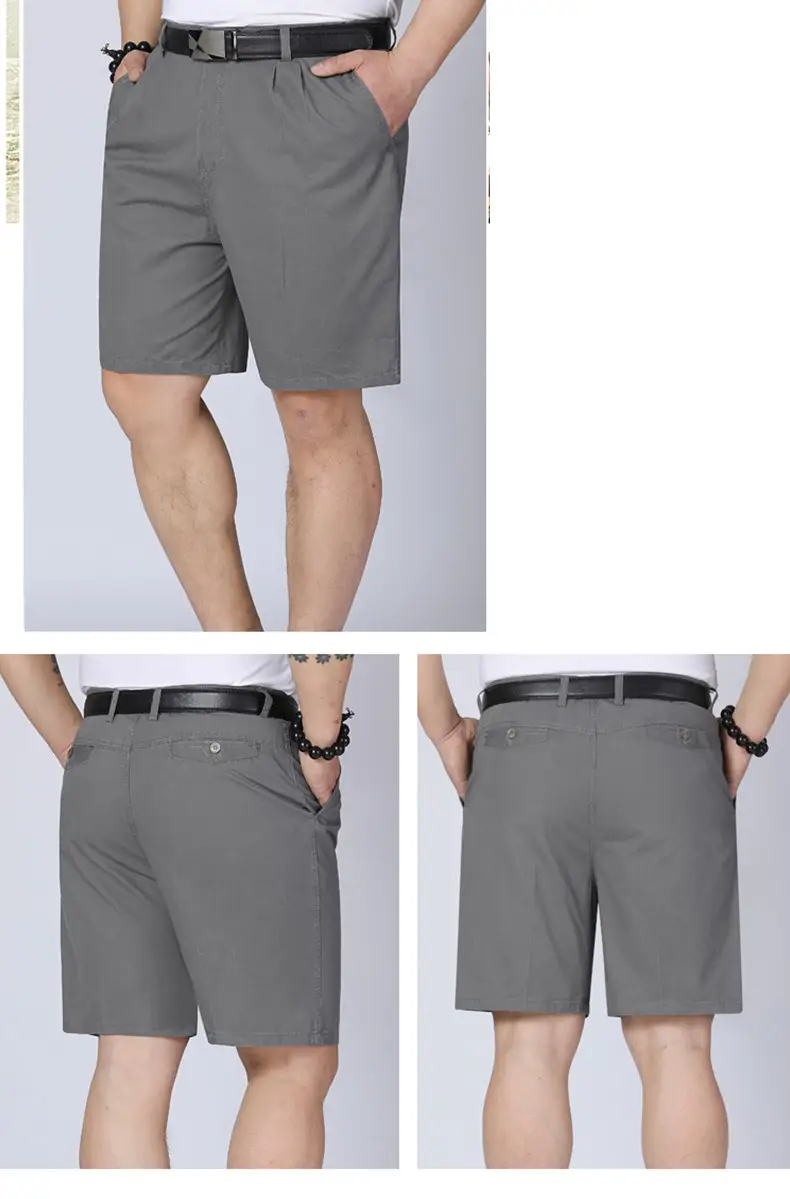 Middle-Aged Men Cotton Shorts Black Loose Straight — feature 14