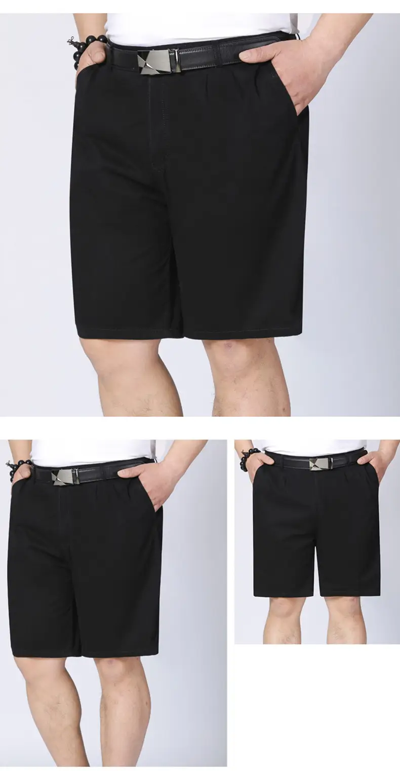 Middle-Aged Men Cotton Shorts Black Loose Straight — feature 15