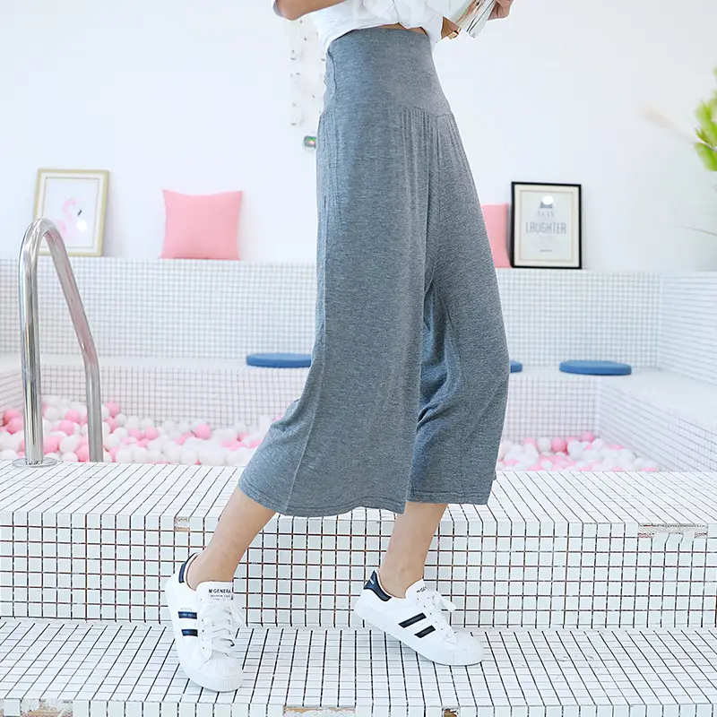 Women Wide Leg Cropped Navy Blue Pants — feature 16