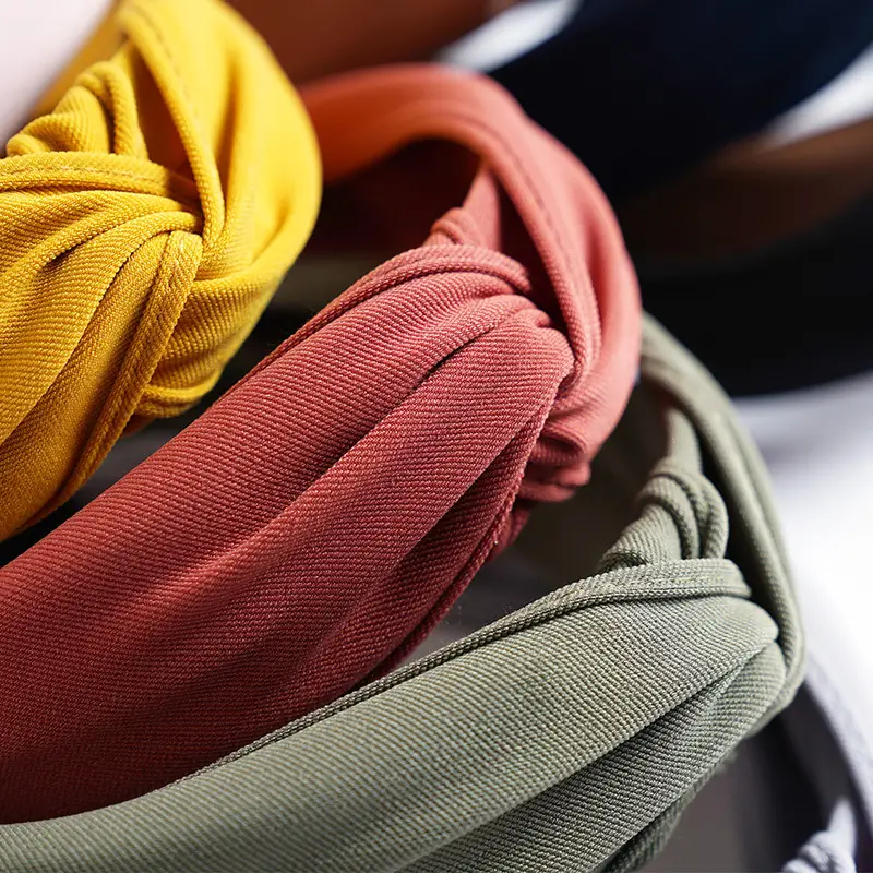 Women Korean Style Wide Brim Hair Stamp Band Yellow - Image 8