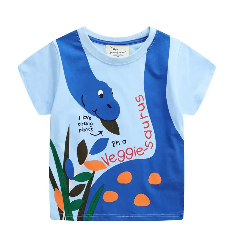 Kids Dinosaur Graphic T-Shirt Grey Green Short Sleeve