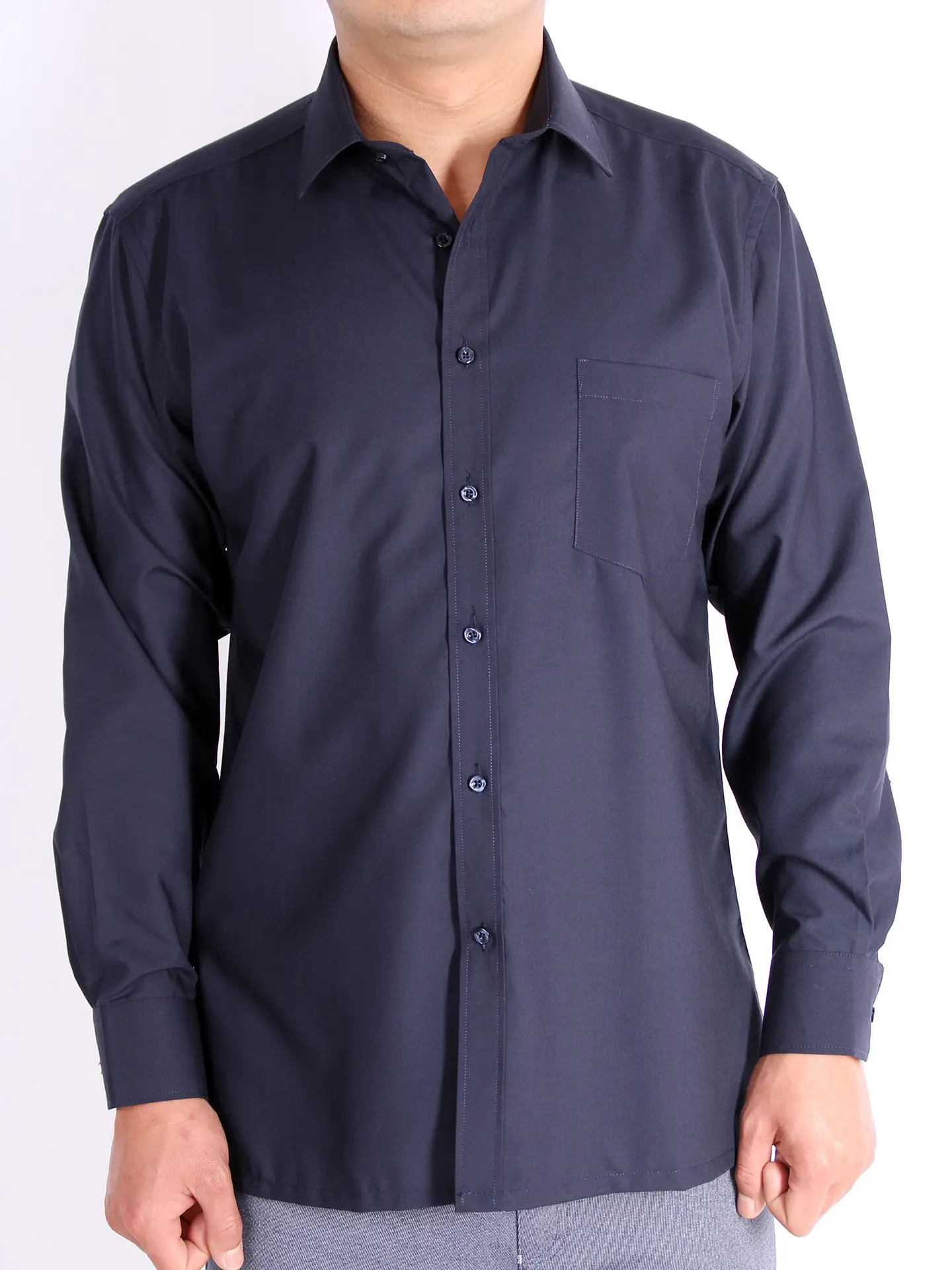 Men's Long Sleeve Button Shirt Blue Medium Age - Image 34