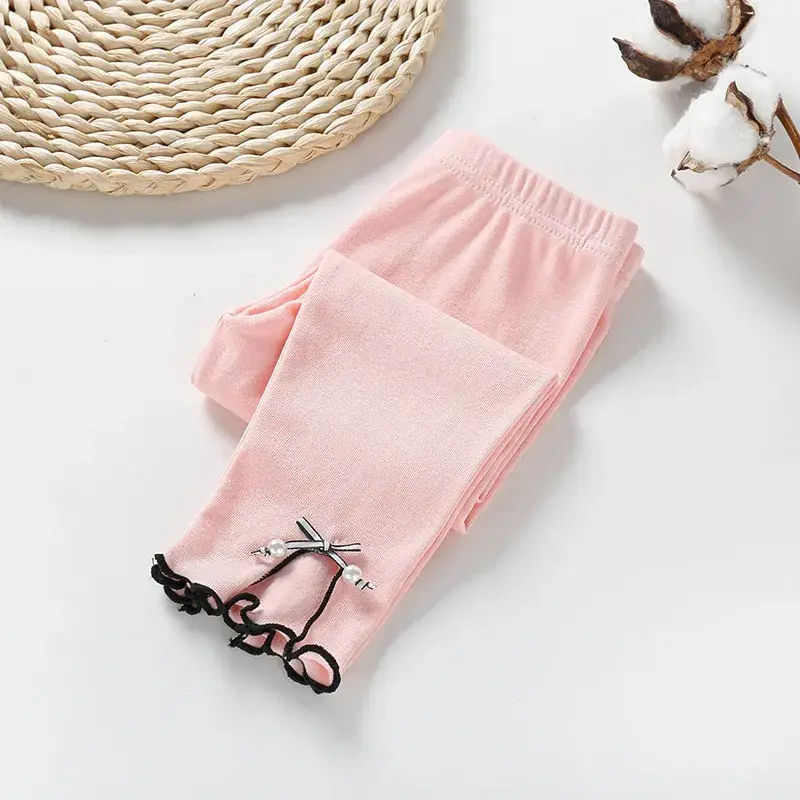 Girls Stretch Combed Cotton Leggings 2024 Small