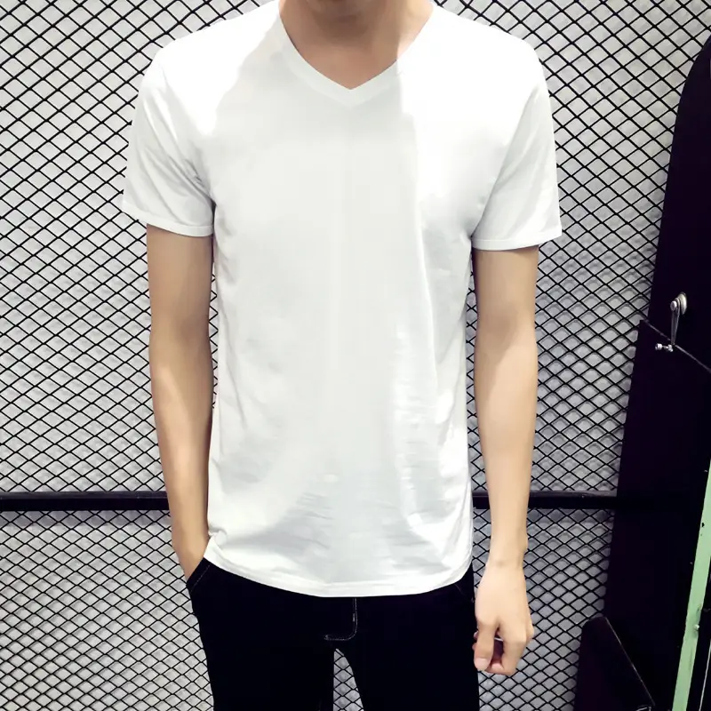 Men 120g Thin Black Short Sleeve T-Shirt Slim Base - Image 6
