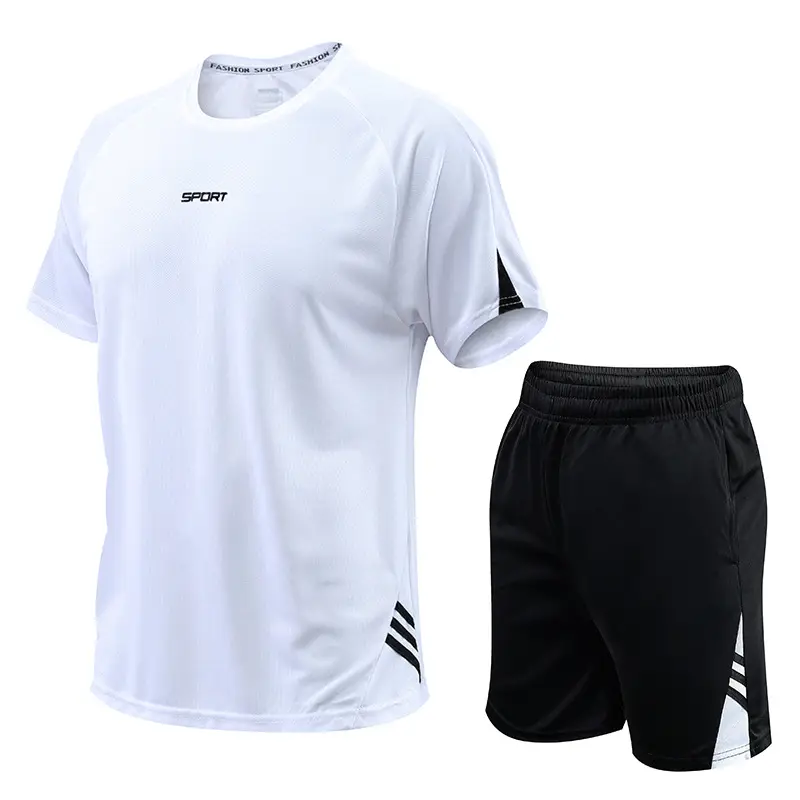 Men Red Gray Sports Suit Running Shorts Set - Image 14