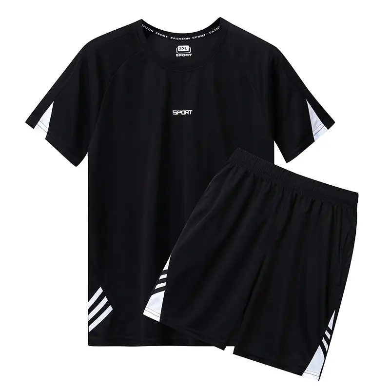 Men Red Gray Sports Suit Running Shorts Set - Image 7