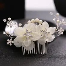Red Rose Bridal Hair Comb with Gold Accents — feature 1