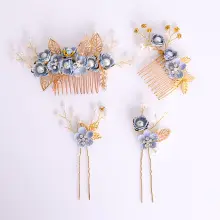 Red Rose Bridal Hair Comb with Gold Accents — feature 11