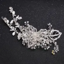 Red Rose Bridal Hair Comb with Gold Accents — feature 9