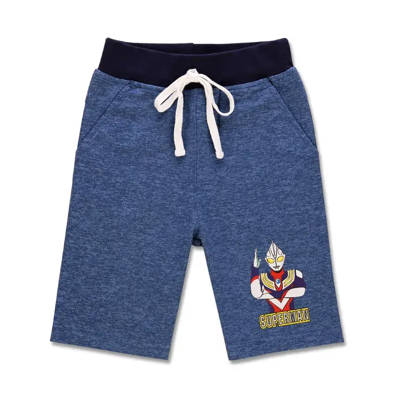 Children's Super Zombi Shorts Blue Cotton Casual Summer Pants - Image 3